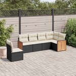 vidaXL Salon de jardin 6 Pièces avec coussins noir résine tressée