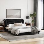 vidaXL Cadre de lit avec lumières LED noir 160x200 cm tissu