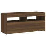 vidaXL Meuble TV avec lumières LED Chêne marron 90x35x40 cm
