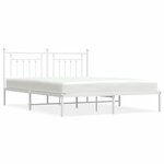 vidaXL Cadre de lit métal sans matelas et tête de lit blanc 160x200 cm
