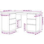 vidaXL Bureau d'angle Blanc brillant 145x100x76 cm Bois d'ingénierie