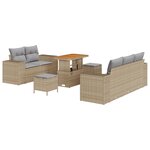 Ensemble de canapés de jardin 8 pièces avec coussins beige poly rattan acacia