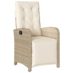 Ensemble de salle à manger de jardin 7 pièces avec coussins beige en rotin