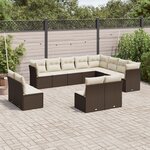 vidaXL Salon de jardin avec coussins 12 Pièces marron résine tressée