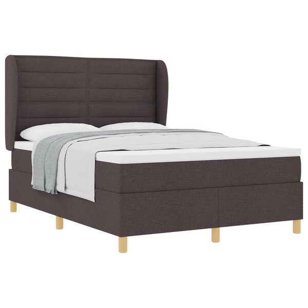 Lit avec sommier à ressorts et matelas vidaXL Marron foncé 160x200 cm Tissu
