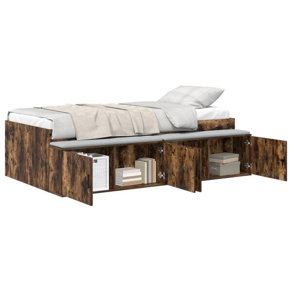 vidaXL Cadre de lit de rangement Chêne fumé 80x200 cm
