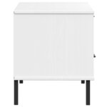vidaXL Meuble TV avec pieds en métal Blanc Bois de pin massif OSLO