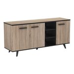 Ensemble scandinave meuble TV + table basse + buffet mélaminé - chêne brossé et noir