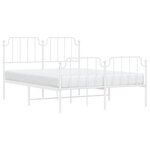 vidaXL Cadre de lit métal sans matelas et pied de lit blanc 135x190 cm
