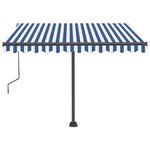 vidaXL Auvent manuel rétractable avec LED 300x250 cm Bleu et blanc