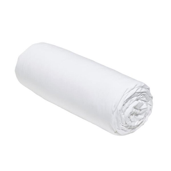 Drap housse - 140 x 200+30 cm - 100  Percale de coton uni - Craie