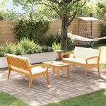 vidaXL Ensemble Bistro 3 pièces avec Coussins - Bois d'Acacia Massif