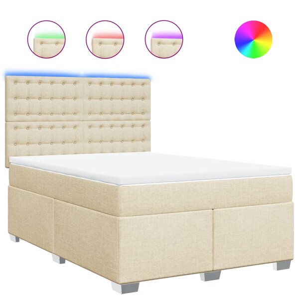 vidaXL Sommier à lattes de lit avec matelas Crème 160x200 cm Tissu