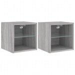 vidaXL Meubles TV muraux et lumières LED 2Pièces sonoma gris 30x28 5x30cm