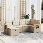 vidaXL Salon de jardin avec coussins 6 Pièces beige résine tressée