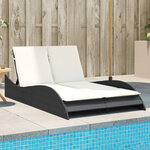 vidaXL Chaise longue avec coussins noir 114x205x73 cm résine tressée