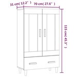 vidaXL Buffet haut noir 70x31x115 cm bois d'ingénierie