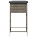 vidaXL Tabourets de bar jardin coussins lot de 2 gris résine tressée