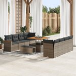 Canapé de jardin de 11 pièces vidaXL avec coussins en gris poly rattan acacia