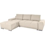CASSANDRA - Canapé d'angle convertible avec coffre en tissu - Beige - Angle Gauche