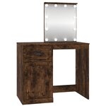 vidaXL Coiffeuse avec LED chêne fumé 90x50x132 5 cm bois d'ingénierie