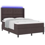 Lit Box Spring vidaXL avec Matelas & LED en Marron Foncé  140x190 cm  Tissu