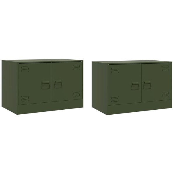 vidaXL Meubles TV 2 Pièces vert olive 67x39x44 cm acier