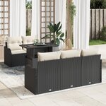 Ensemble de Canapés de Jardin vidaXL 6 Pièces avec Coussins Noir Poly Rattan