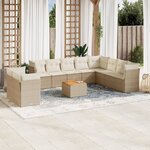 vidaXL Salon de jardin 11 Pièces avec coussins beige résine tressée