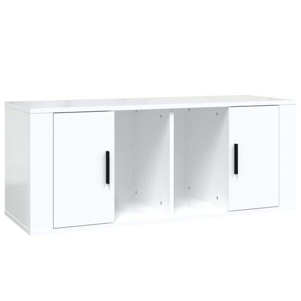 vidaXL Meuble TV Blanc brillant 100x35x40 cm Bois d'ingénierie