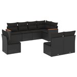 vidaXL Salon de jardin 8 Pièces avec coussins noir résine tressée