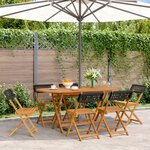 vidaXL Chaises de jardin pliantes lot de 6 noir poly rotin bois massif