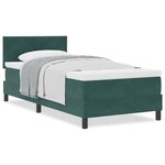 Lit à ressort avec matelas vidaXL vert foncé en velours pour une personne