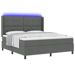 vidaXL Lit Box Spring avec Matelas et LED Gris Foncé 180x200 cm Tissu