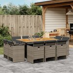 vidaXL Ensemble à manger de jardin 11Pièces avec coussins gris poly rotin