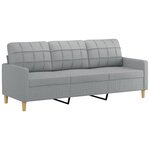 vidaXL Canapé 3 places avec oreillers gris clair 180 cm tissu