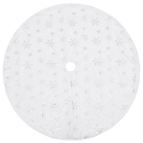 vidaXL Jupe de sapin de Noël de luxe Blanc 150 cm Fausse fourrure