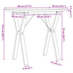 vidaXL Table à manger cadre en Y 80x50x75 5cm bois de pin massif fonte