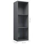 vidaXL Bibliothèque/Meuble TV Gris brillant 36x30x114 cm Aggloméré