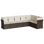 vidaXL Salon de jardin avec coussins 7 Pièces marron résine tressée