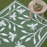 Tapis extérieur terrasse réversible - Tapis de jardin imperméable et résistant UV - Motif abeille - Vert - 180x120 cm - HOMESCAPES