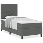 vidaXL Lit à ressorts avec matelas gris foncé 90x200 cm en tissu