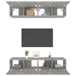 vidaXL Meubles TV 4 Pièces gris béton 80x30x30 cm bois d'ingénierie