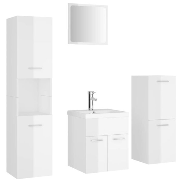 vidaXL Ensemble de meubles de salle de bain Blanc brillant Aggloméré