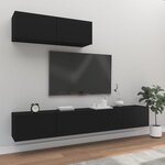 vidaXL Ensemble de meubles TV 3 Pièces Noir Bois d'ingénierie
