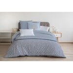 Parure de couette 240 x 260 cm : Housse de couette + 2 taies d'oreiller - 100  Coton - Bleu
