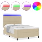vidaXL Lit à ressort avec matelas & lumière LED vert gris 140x200 cm Tissu en velours côtelé