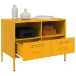 vidaXL Meuble TV 2Pièces jaune moutarde 68x39x50 5cm acier laminé à froid