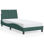 vidaXL Cadre de lit avec LED sans matelas vert foncé 90x200 cm velours