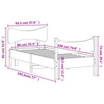 vidaXL Cadre de lit sans matelas cire marron 90x190 cm bois pin massif